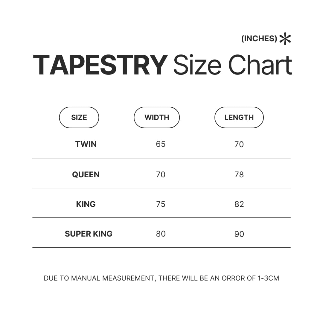 Tapestry Size Chart - Vegeta Shop